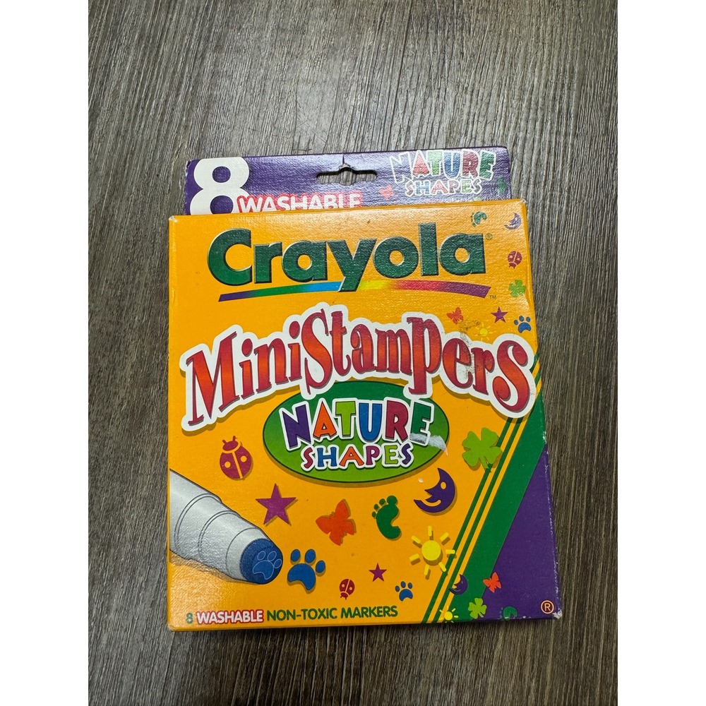 Vintage 1997 Crayola MiniStampers Nature Shapes 8 Washable Markers 58-8110 USA